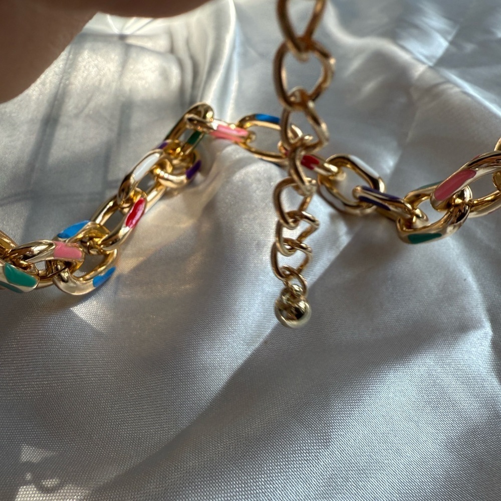 Colorful Gold Chain Necklace and Bracelet Set - Picture 11 of 16